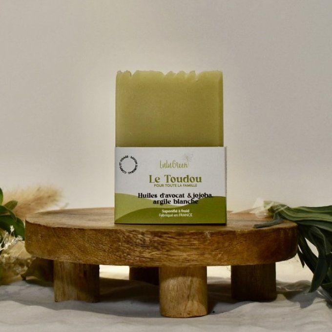 Savon bio Toudou à l'huile d'avocat et argile blanche, fabriqué artisanalement à Iguerande pour les 